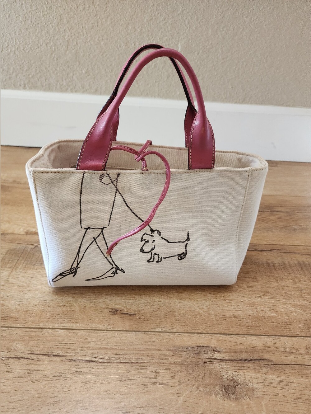 $240 Kate Spade x Maira Kalman Limited Ed Canvas & Leather Dog Walking Tote FLAW - Picture 2 of 16